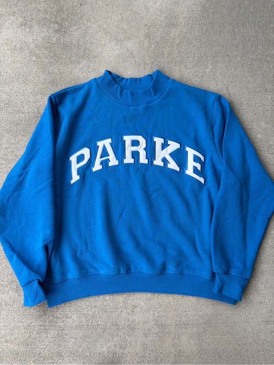 Parke Tops - Parke mockneck fleece varsity sweatshirt Harbor Blue pullover NWT LG/XL